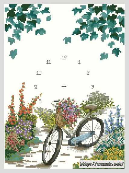 Download embroidery patterns by cross-stitch  - Часы с велосипедом