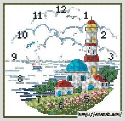 Download embroidery patterns by cross-stitch  - Часы «маяк»