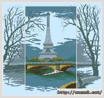 Download embroidery patterns by cross-stitch  - Эйфелева башня