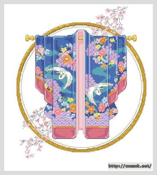 Download embroidery patterns by cross-stitch  - Утонченное кимоно