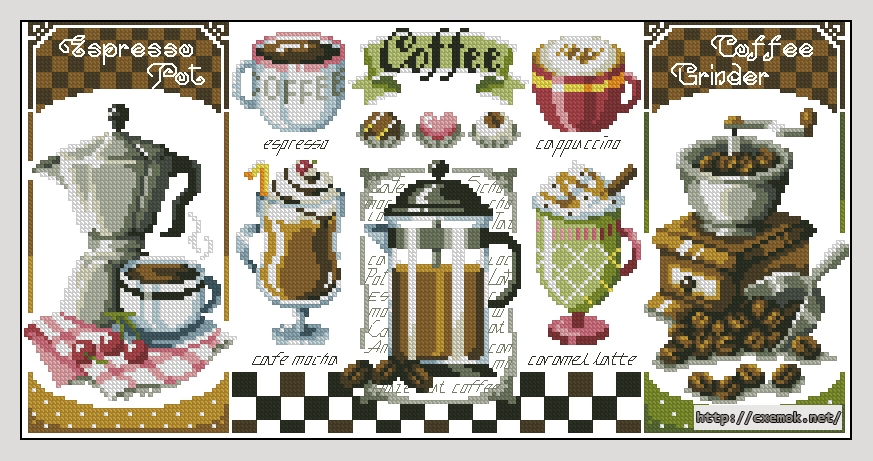 Download embroidery patterns by cross-stitch  - Coffee, author 