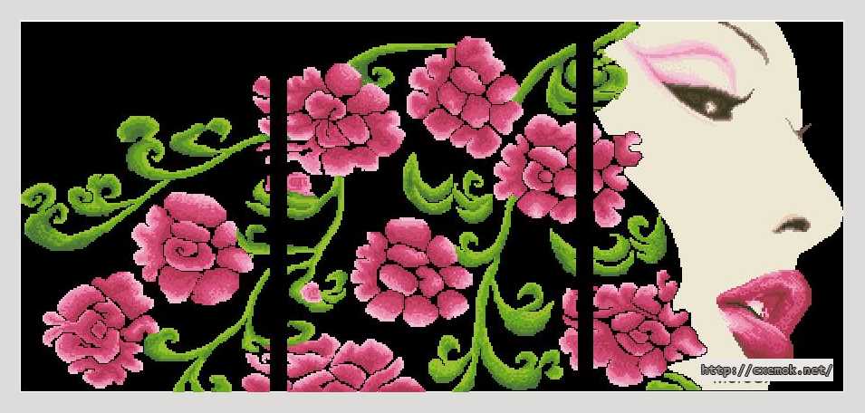 Download embroidery patterns by cross-stitch  - Цветы в волосах