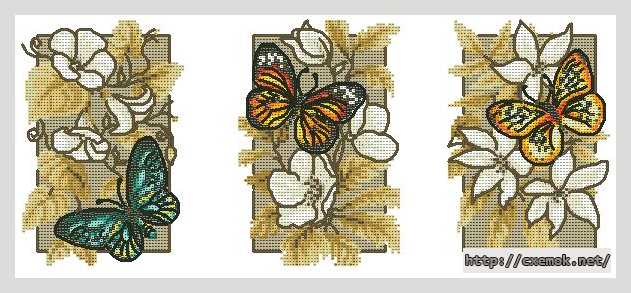 Скачать схему вышивки нитками Бабочки и цветы