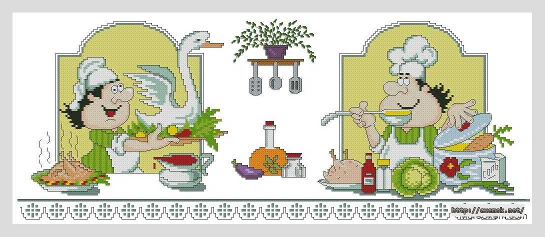 Download embroidery patterns by cross-stitch  - Мясное меню