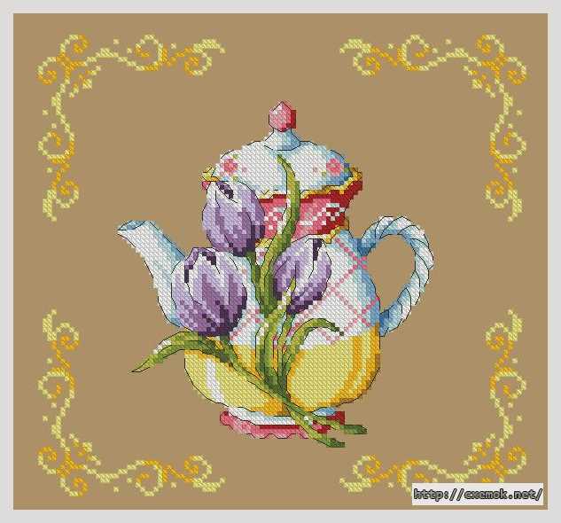 Download embroidery patterns by cross-stitch  - Чайник