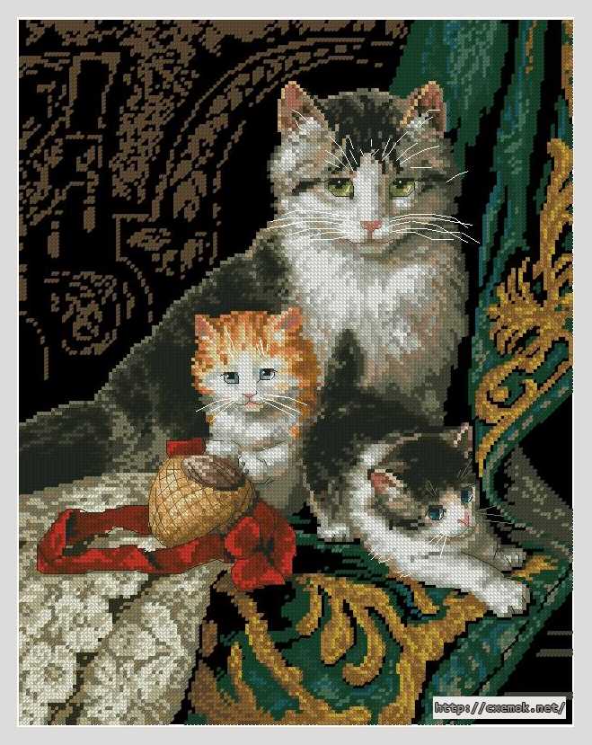 Download embroidery patterns by cross-stitch  - Увлечение кошек