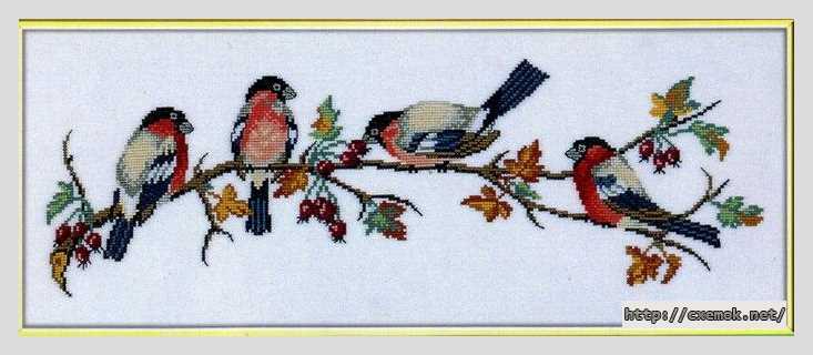 Download embroidery patterns by cross-stitch  - Снегири