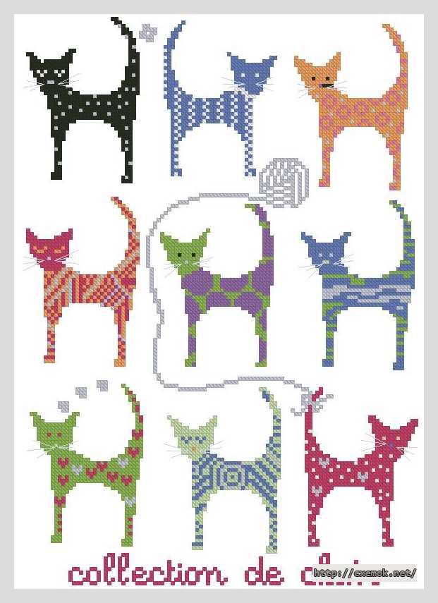 Download embroidery patterns by cross-stitch  - Коллекция кошек