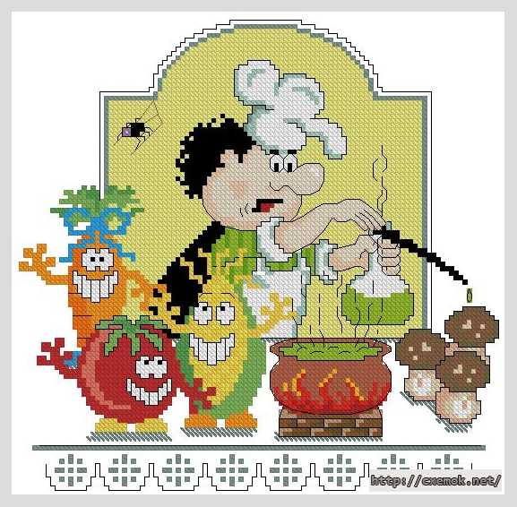 Download embroidery patterns by cross-stitch  - Повар волшебник