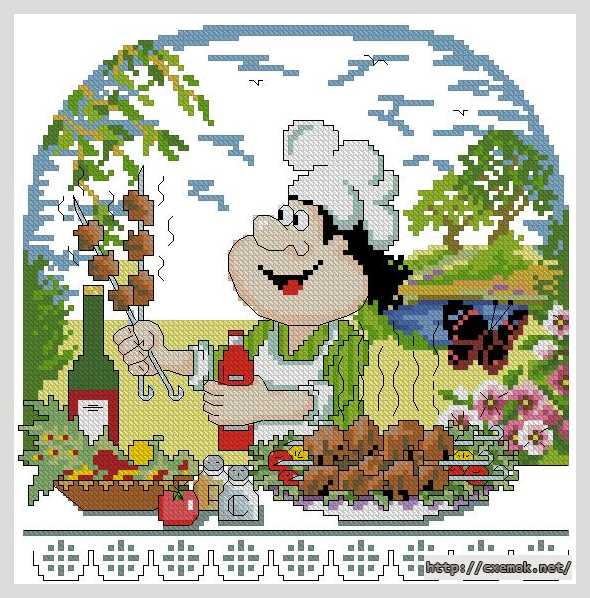 Download embroidery patterns by cross-stitch  - Шашлык на природе