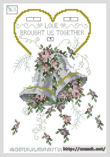 Download embroidery patterns by cross-stitch  - Свадебные колокола