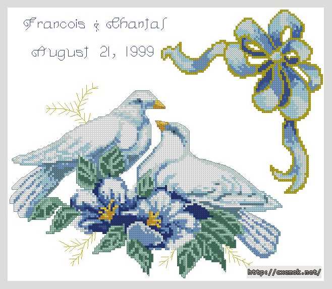 Download embroidery patterns by cross-stitch  - Свадебные голуби