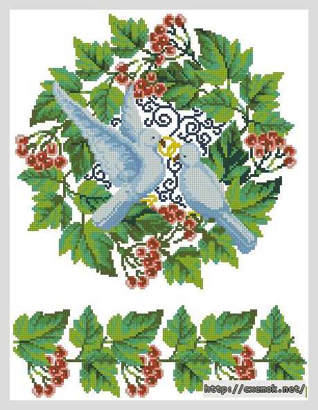 Download embroidery patterns by cross-stitch  - Рушник весільний з калиною