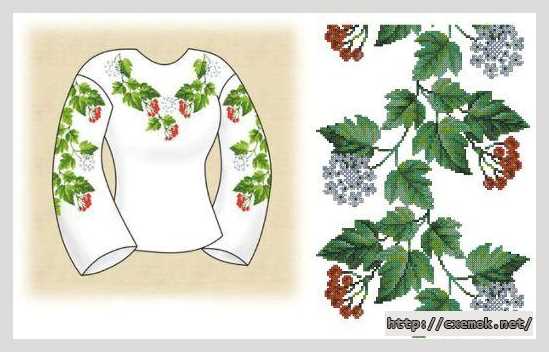 Download embroidery patterns by cross-stitch  - Сорочка жіноча «калина»