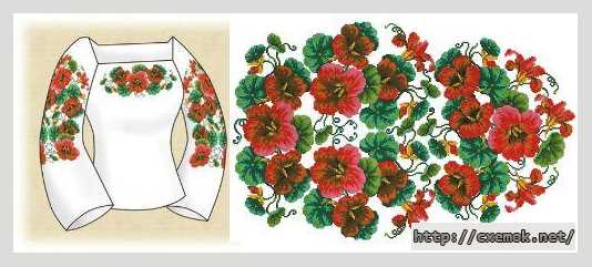 Download embroidery patterns by cross-stitch  - Сорочка жіноча «червона настурція»