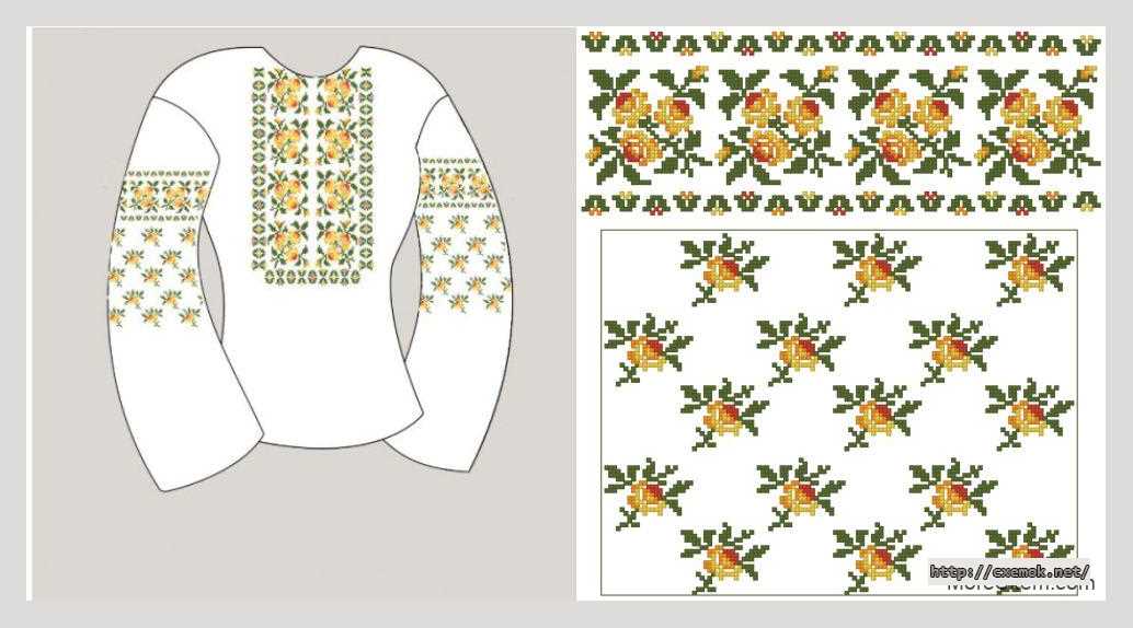 Download embroidery patterns by cross-stitch  - Сорочка жіноча «розсип троянд»