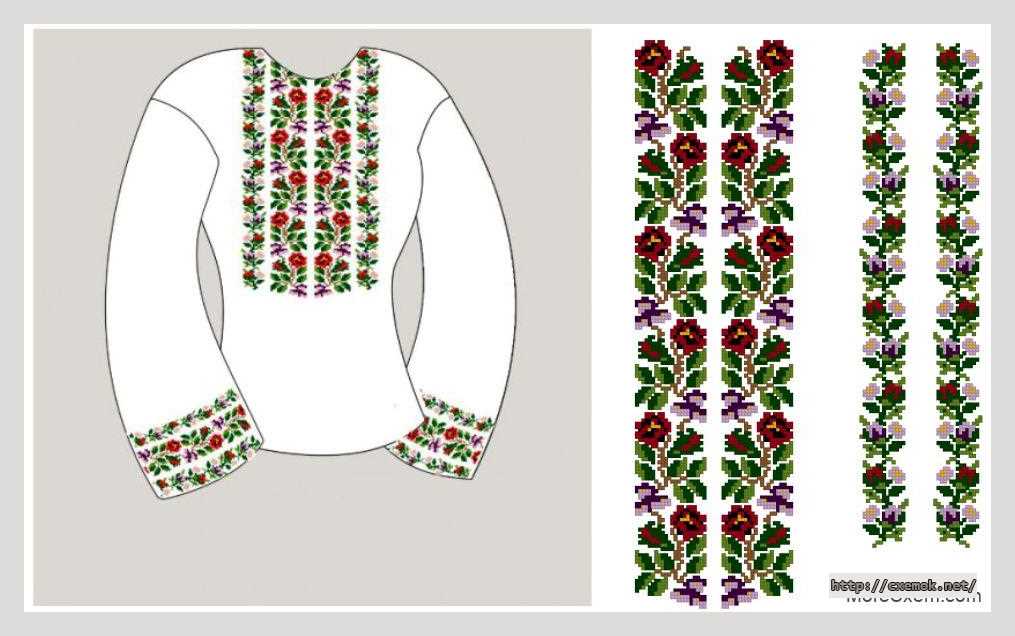 Скачать схему вышивки нитками Сорочка жіноча «Орнамент з квітів»