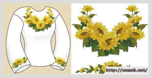 Download embroidery patterns by cross-stitch  - Сорочка жіноча «соняшники»