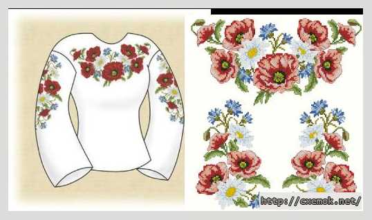 Завантажити схеми вишивки нитками / хрестом  - Сорочка жіноча «польові квіти»