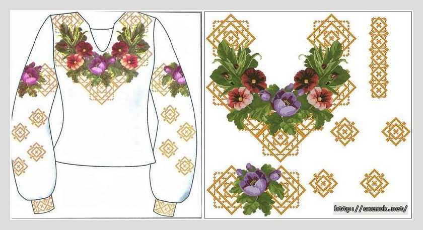 Завантажити схеми вишивки нитками / хрестом  - Сорочка жіноча «оксамитове літо»