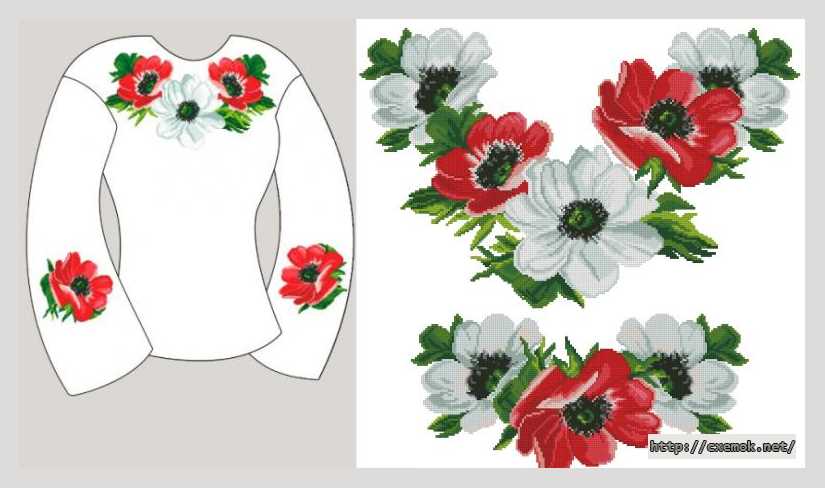 Download embroidery patterns by cross-stitch  - Сорочка жіноча «макова фантазія»