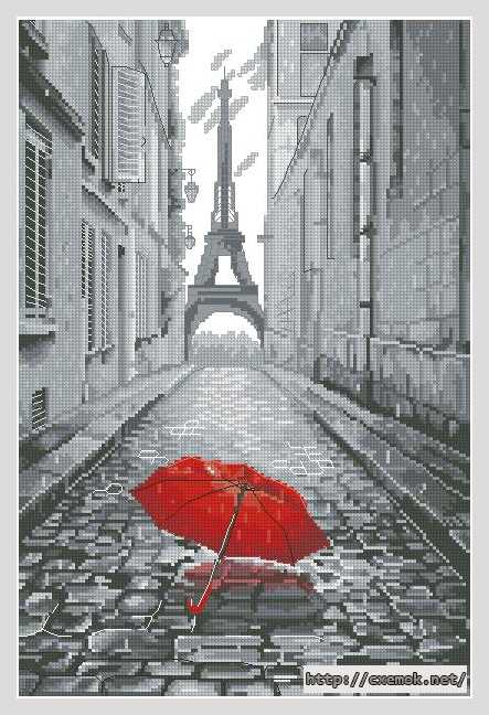 Скачать схему вышивки нитками В Париже дождь