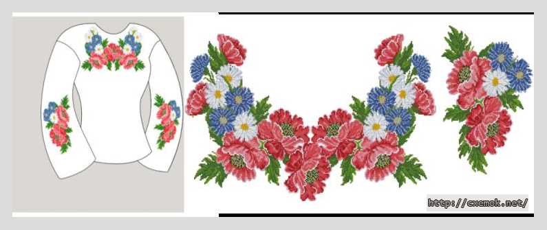 Download embroidery patterns by cross-stitch  - Сорочка жіноча «краса квітів»