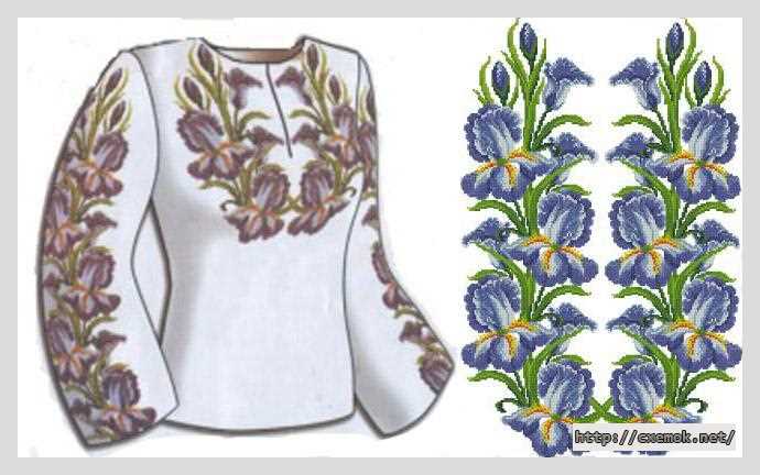 Download embroidery patterns by cross-stitch  - Сорочка жіноча «ірис»