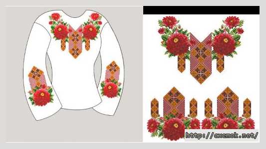 Download embroidery patterns by cross-stitch  - Сорочка жіноча «жоржина»