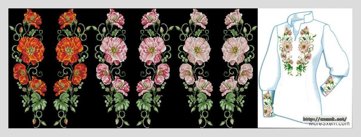 Download embroidery patterns by cross-stitch  - Сорочка жіноча «квіткова фантазія»