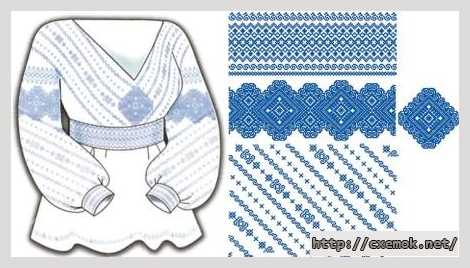 Завантажити схеми вишивки нитками / хрестом  - Сорочка жіноча голуба