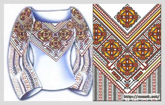 Завантажити схеми вишивки нитками / хрестом  - Сорочка жіноча «золота пектораль»