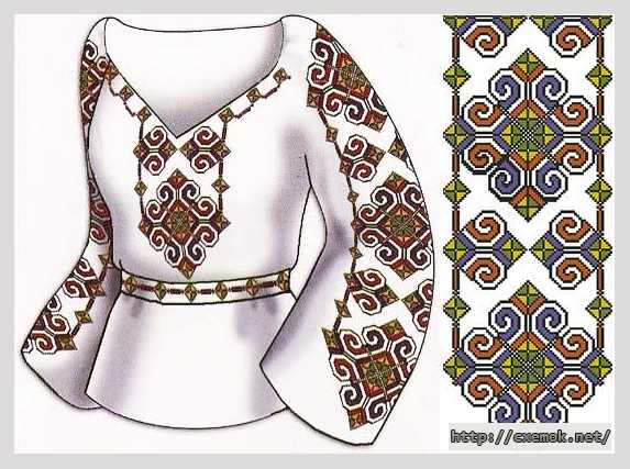 Завантажити схеми вишивки нитками / хрестом  - Сорочка жіноча «ажур»
