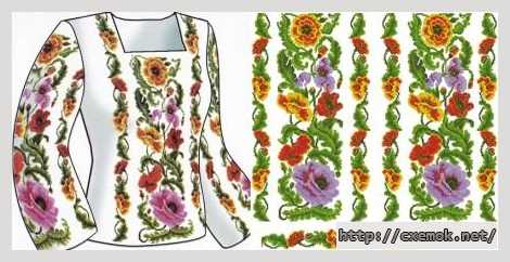 Download embroidery patterns by cross-stitch  - Сорочка жіноча «барвисті маки»