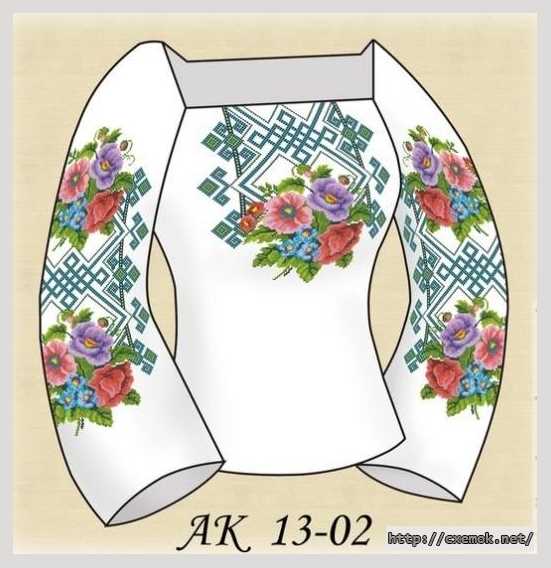 Download embroidery patterns by cross-stitch  - Вышиванка «букет маков»
