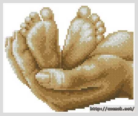Download embroidery patterns by cross-stitch  - Ножки в ладошках