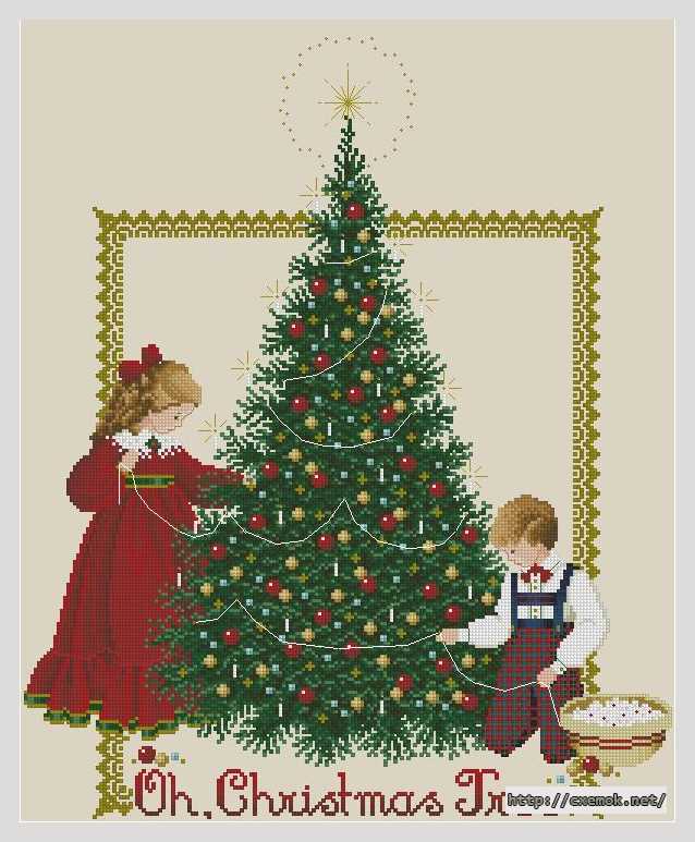 Скачать схемы вышивки нитками / крестом  - Рождественская ёлка