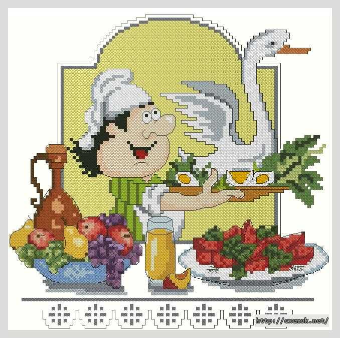 Download embroidery patterns by cross-stitch  - Гусь с помидорами