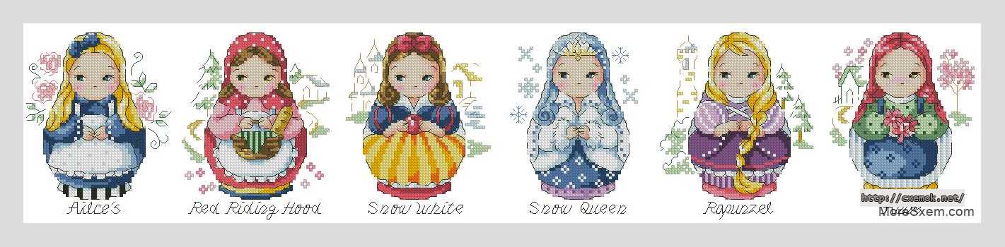 Download embroidery patterns by cross-stitch  - Сказочные принцессы
