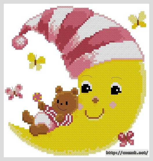 Download embroidery patterns by cross-stitch  - Луна для девочки