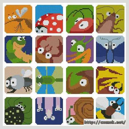 Download embroidery patterns by cross-stitch  - Насекомые
