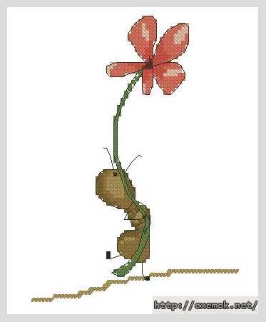 Download embroidery patterns by cross-stitch  - Мурашка с цветком