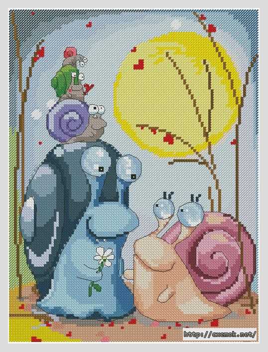 Download embroidery patterns by cross-stitch  - Семейство улиток