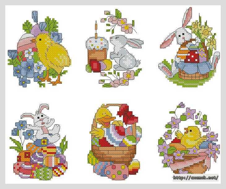 Download embroidery patterns by cross-stitch  - Пасхальные миниатюры
