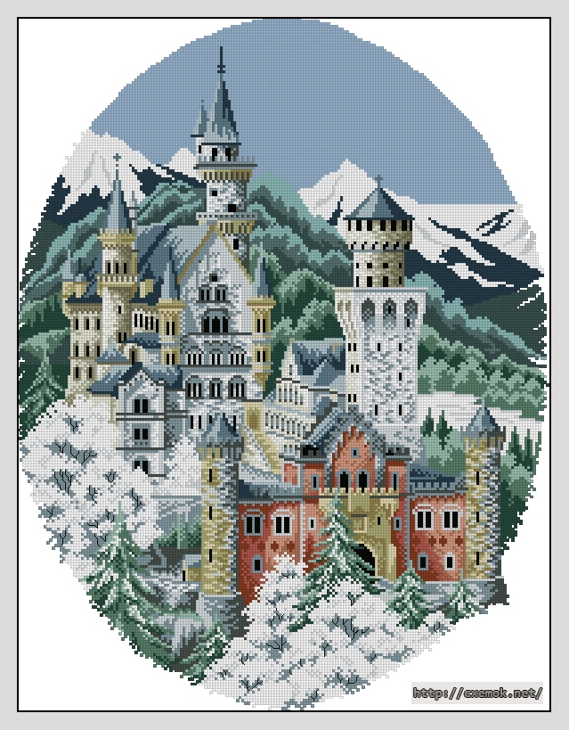 Скачать схему вышивки нитками A Fairytale Castle, автор 