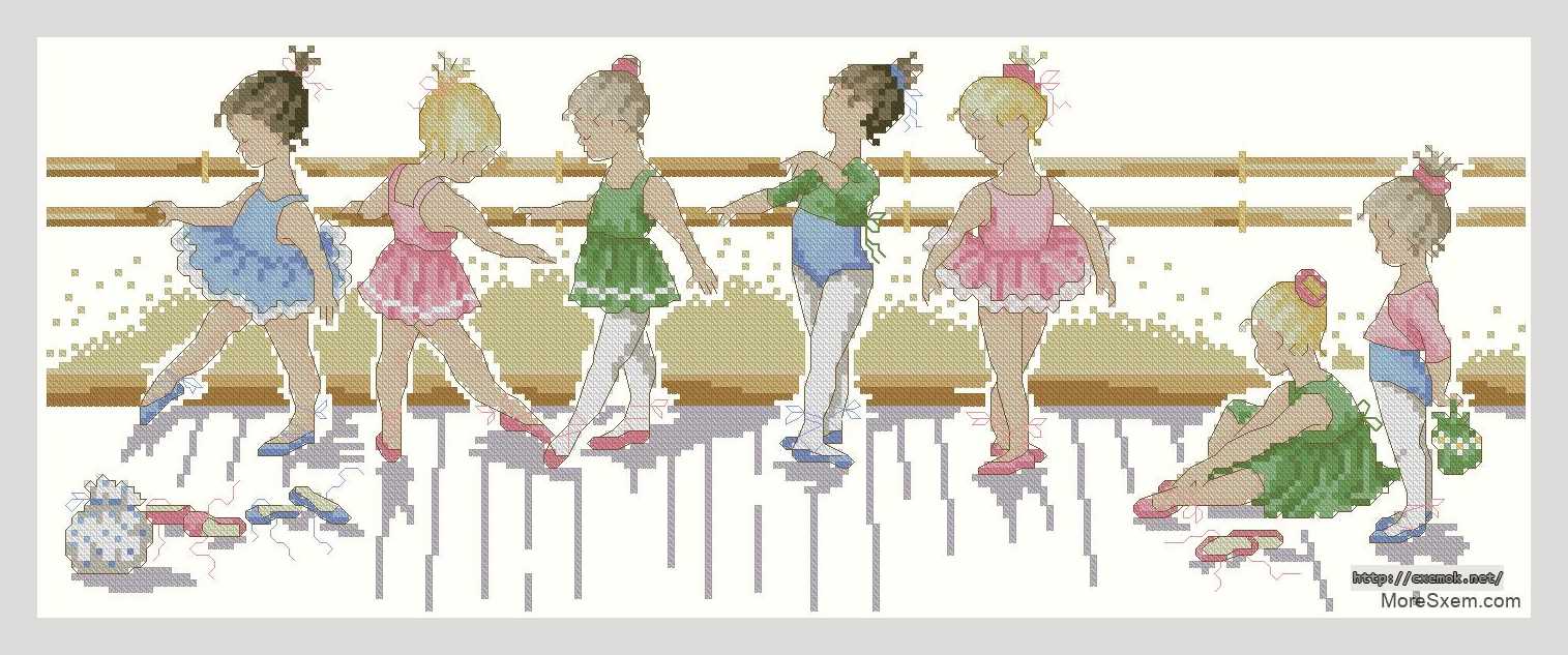 Download embroidery patterns by cross-stitch  - Начинающие балерины