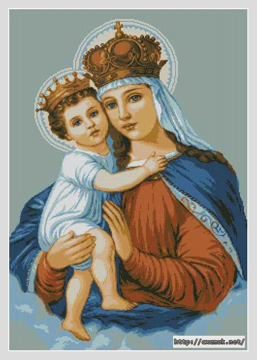 Завантажити схеми вишивки нитками / хрестом  - Богородица с младенцем