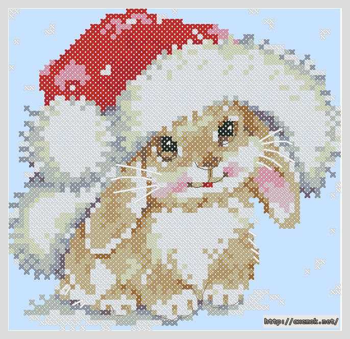 Download embroidery patterns by cross-stitch  - Зимний зайчишка