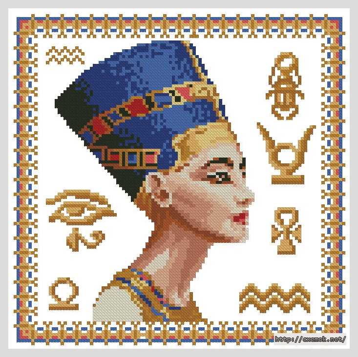 Скачать схему вышивки нитками Нефертити