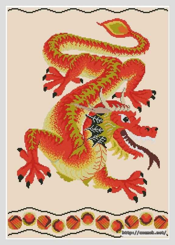 Download embroidery patterns by cross-stitch  - Красный дракон